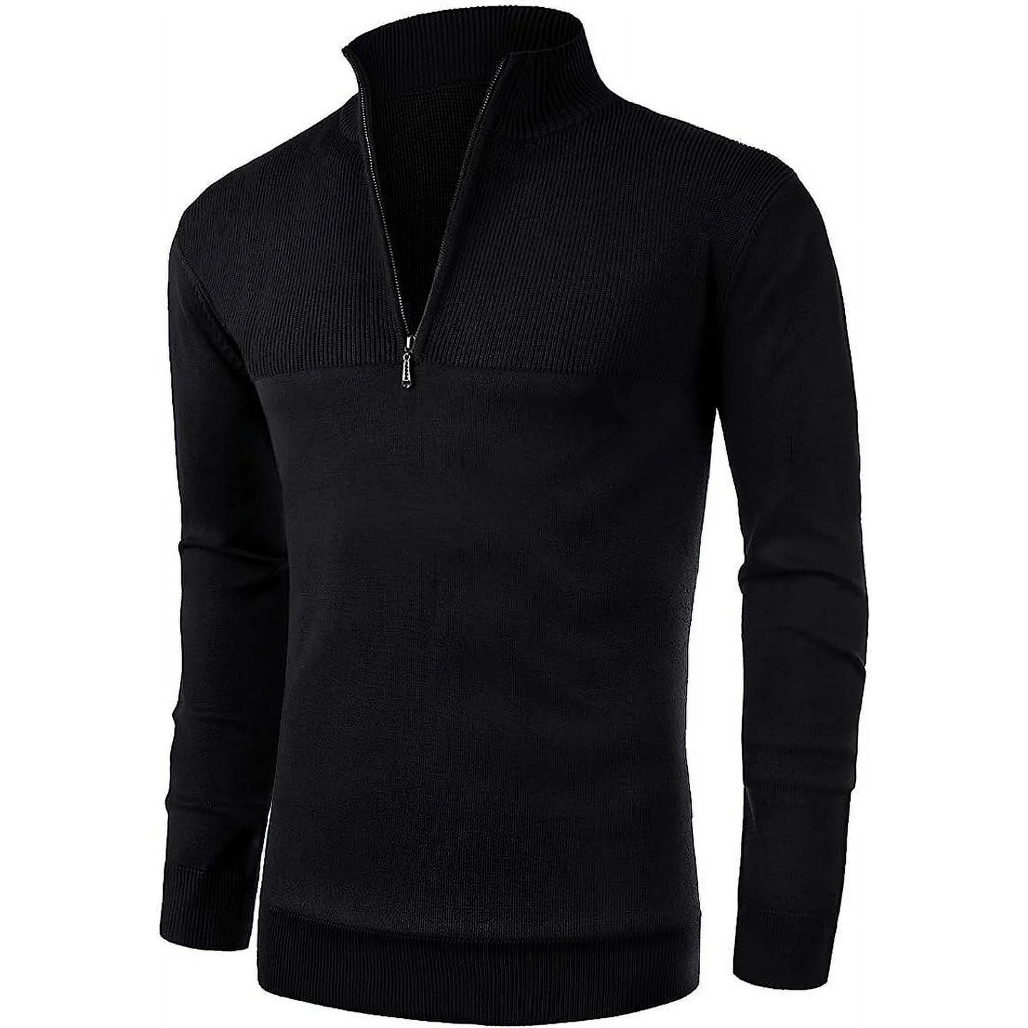 Iceglad Mens Slim Fit Zip Up Mock Neck Polo Sweater Casual Long Sleeve Sweater and Pullover Sweaters with Ribbing Edge