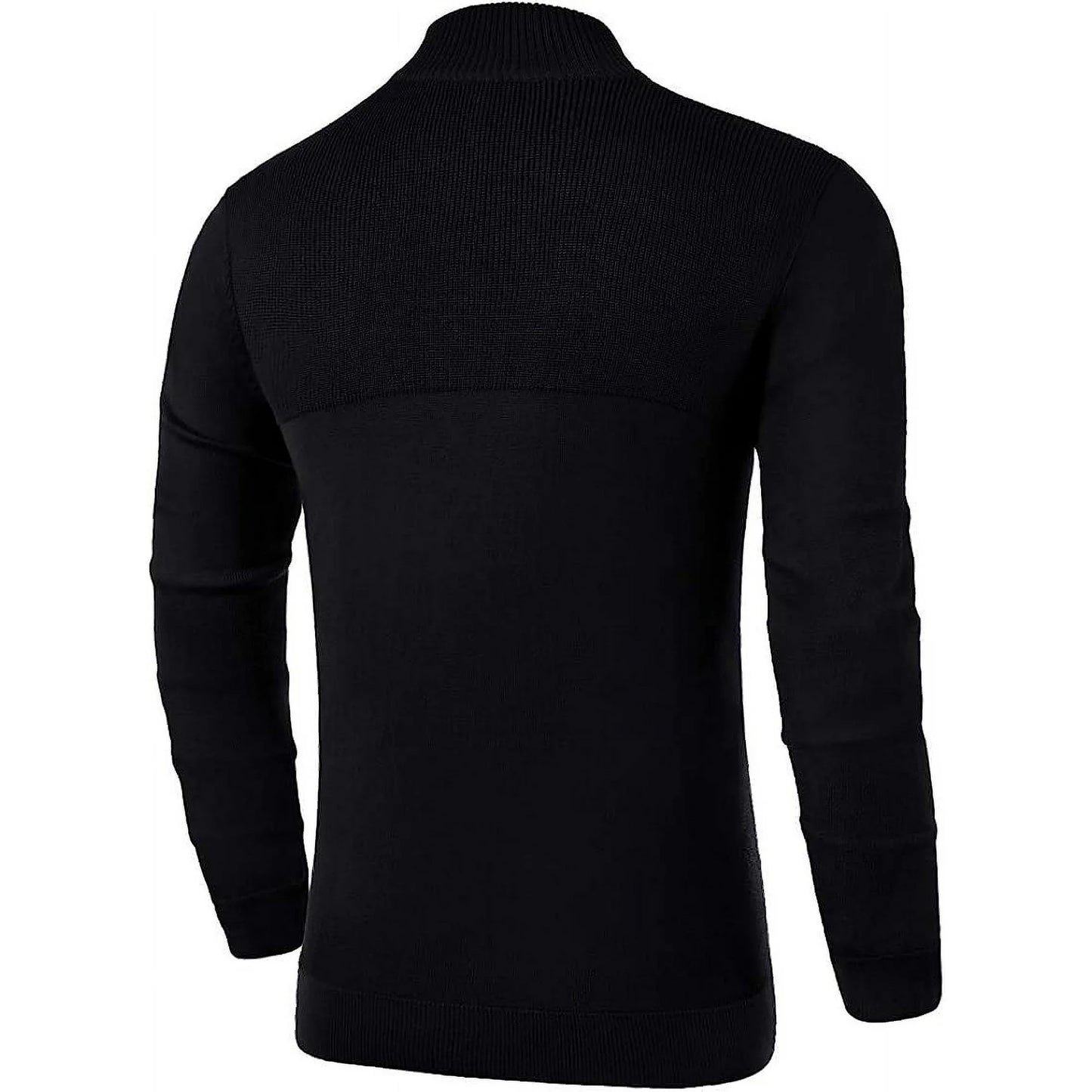 Iceglad Mens Slim Fit Zip Up Mock Neck Polo Sweater Casual Long Sleeve Sweater and Pullover Sweaters with Ribbing Edge